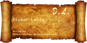 Dicker Leila névjegykártya